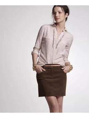 New J.Crew Brown Corduroy Mini Pencil Skirt Size 2